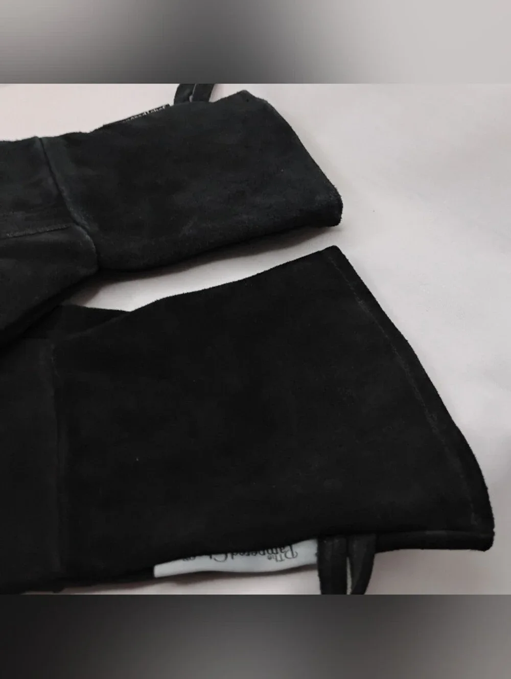 Vintage The Pampered Chef Black Suede Oven Mitts BBQ Grill Gloves Heat Resistant